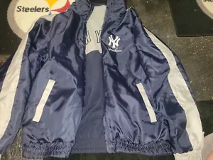 New York Yankees  MLB reversible jacket coat blue gray - Picture 1 of 4