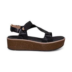 TEVA MADERA WEDGE BLACK LEATHER STRAPPY PLATFORM WOMEN'S SANDALS SIZE US 9.5 NEW - Picture 1 of 5