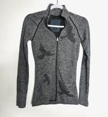 Chaqueta ligera sin costuras Oiselle Flyte XS gris manga larga cremallera completa para mujer Foto 1 de 4