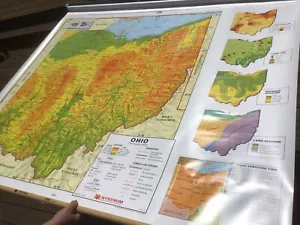 Nystrom Pull Down School Map of the State of Ohio Nice! Colorful! - Picture 1 of 5