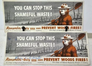 DOS SMOKEY THE BEAR PREVENIR LEÑA CORTAFUEGOS - Imagen 1 de 2