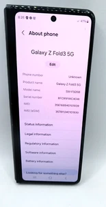 Samsung Galaxy Z Fold 3 5G 12/512 GB - MIDDLE SCREEN TOUCH ISSUE-CRACKS - Picture 1 of 16