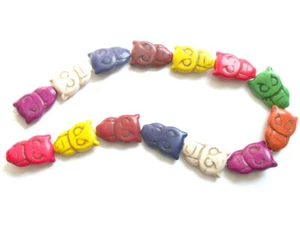 7x Howlith Howlith Perlen Stein Eule 28 x 19mm Farbmix  Schmuckgestaltung - Bild 1 von 2