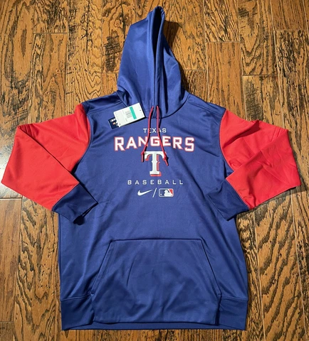 Nike Texas Rangers Hoodie Men’s Size XL Color Blue/Red Therma-Fit NWT Cover
