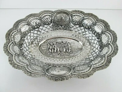 Cuenco de plata alemán 800 de Adolf Mayer figura escena querubín Foto 1 de 4
