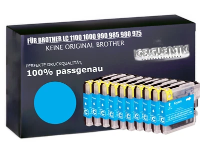 10 Druckerpatronen kompatibel für cyan Brother LC980 DCP 165C - Bild 1 von 4