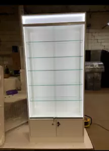 Shop display counter Led lights sliding glass doors locks shelves tall unit - Picture 1 of 8
