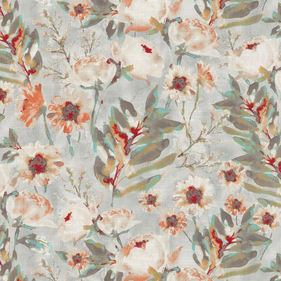P Kaufmann FLOWER MANIA SHELL Red White Watercolor Floral Drapery Uph Fabric - Image 1 of 1