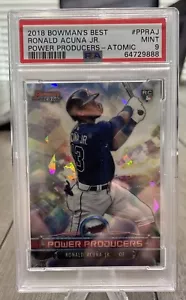 2018 Bowman's Best RONALD ACUNA JR. RC ROOKIE Power Prod rifrattore atomico PSA 9 - Foto 1 di 2