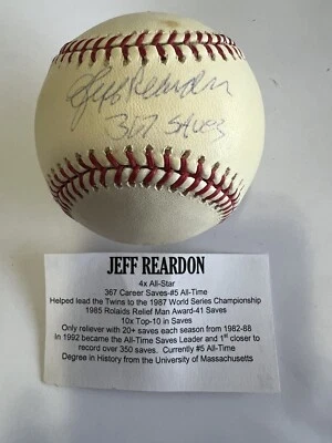 Jeff Reardon 367 Saves Inscrito Tristar# 6128412 Autógrafo OML Béisbol Foto 1 de 4