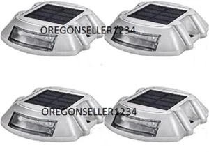 4 PACK BOAT DOCK DRIVEWAY SOLAR POWER BRIGHT LED LIGHT PATHWAY MARKER ALUMINUM - Picture 1 of 2