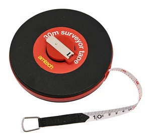 30m Fiberglass Tape Measure Builders Surveyors Long Reel Roll Measuring Meters - Picture 1 of 6