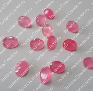 Ovaler facettierter geschliffener natürlicher rosa Jade 6 x 8 mm bis 12 x 16 mm kalibrierter Edelstein - Bild 1 von 5