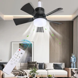 Ceiling Fan E27 30W Socket Fan with Dimmable LED Light Remote Controller 3 Modes - Picture 1 of 15