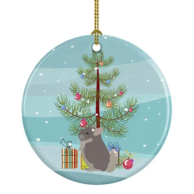 Beige Wellman Chinchilla Merry Christmas Ceramic Ornament CK4431CO1 - Image 1 of 2