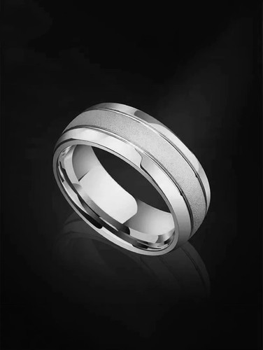 Anillo de Hombre de Matrimonio Acero Inoxidable Plata S925 Joyería 8mm Sortijas