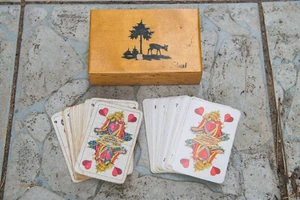 2x altes Skat Kartenspiel in Holzschatulle Rarität Altenburg DDR - Bild 1 von 2