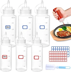 YIYICO Squeeze Flasche Dosierflasche Quetschflasche mit Kappen 240ml/500ml 6 - Bild 1 von 7