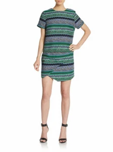 Romeo and Juliet Southwest Geo Striped Mini Skirt 2-Piece Set Green sz S (B189) - Picture 1 of 5