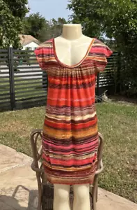 CHRISTIAN LACROIX MULTI COLOR STRIPED STRETCH CASUAL DRESS Sz L - Picture 1 of 15