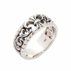 Gothic Fleur De Lis 925 Sterling Silver Band Ring Men's - Picture 1 of 8