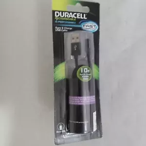 Duracell Sync & Charge Fabric 10' Cable USB To Micro Black Pro 440 - Picture 1 of 3