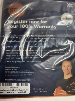 Copper Wrist Brace Support Compression Sleeve Arthritis Gym Carpal Tunnel Injury - Image 1 of 3