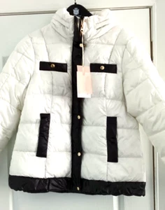 Ladies Jessica Simpson Off-White & Black Quilted Mock Neck Puffer Coat brand new - Picture 1 of 8
