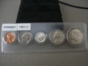 Silver Kennedy year set 1964-D, XF/AU Problem Free Coins In Plastic Holder - Picture 1 of 5