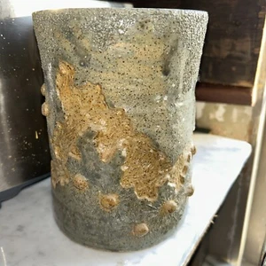 VINTAGE BRUTALIST Modern CERAMIC SCULPTED 3D VASE  7x5" Cosmic Signed 1988 - Picture 1 of 11