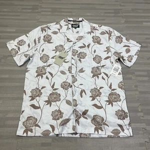 Fresh Prince Of Bel-Air Floral Button-Up Shirt Mens Small Short Sleeve Taupe $58 - Picture 1 of 9