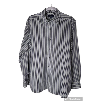 Camisa abotonada Austin Reed London para hombre talla M en rayas moradas y grises Foto 1 de 4