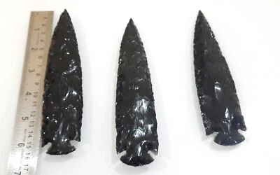 Piedra de sílex punta de flecha de obsidiana negra de 6 pulgadas OH artesanía nativa Foto 1 de 4