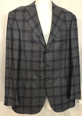 Cesare Attolini Jacket Gray And Blue Plaid Cashmere  3  Button Size 42 R - Image 1 of 4