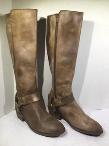 Frye Womens Size 7.5 Carson Harness Tall Chocolate Leather Riding Boots ZF-6 - Picture 1 of 10