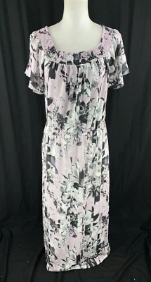 Parker Maxi Dress XS Lilac Floral Print Off The Shoulder Layered AOP  $298 - Image 1 of 4