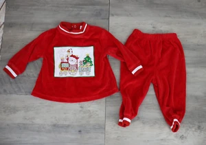 Conjunto de suéter y pantalones de rizo navideño vintage para niños talla bebé 18 meses rojo - Imagen 1 de 14