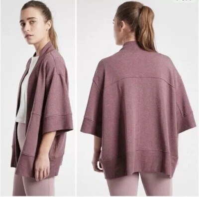 Cárdigan tejido envolvente Athleta Lotus para mujer frente abierto vintage ciruela talla S/M NUEVO Foto 1 de 4