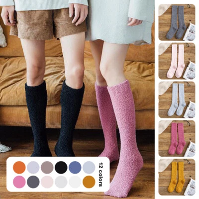 Unisex Coral Fleece Long Socks Thick Warm Stocking Women Men High Knee Socks