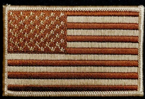 TWO AMERICAN FLAG PATCH - US DESERT TAN SUBDUED SHOULDER USA embroidered iron-on - Picture 1 of 5