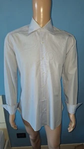 BARBA NAPOLI CAMICIA UOMO MANICA LUNGA CELESTE A RIGHE TAGLIA L 100 % COTONE  - Foto 1 di 9