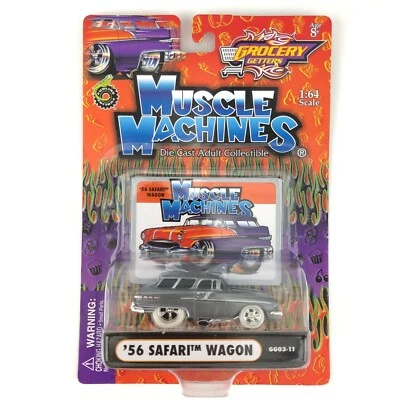Muscle Machines 1956 '56 Pontiac Safari Wagon Metallic Gray Car Die Cast 1/64 - Image 1 of 4