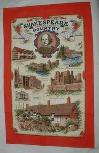 Shakespeare Country Linen Towel Vintage All Cotton Made In Britain England - Picture 1 of 3
