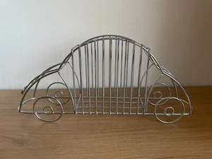 Small Metal Car VW Beetle Shaped CD Storage Rack Holds 10 CDs Unique CD Holder - Picture 1 of 5