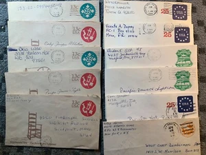 Posten von 11 gebrauchten US geprägten vorgestempelten Umschlägen. 70er & 80er Jahre. Eine 1952 - Bild 1 von 4