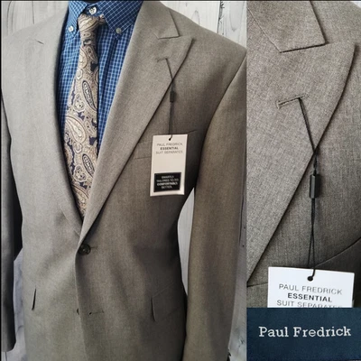 New Paul Fredrick Men Blazer 44R Gray Sports Coat Jacket W/ Tags 100% Wool - Image 1 of 4