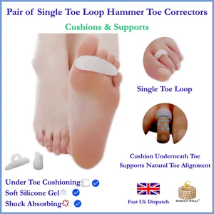Zehenhammer Glätteisen Gel Zehenkorrektor Schiene Kralle UK Ballen Trenner Paar - Bild 1 von 8
