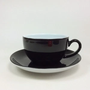 Dibbern Solid Color Kaffeetasse Tasse Untertasse Schwarz - Bild 1 von 4
