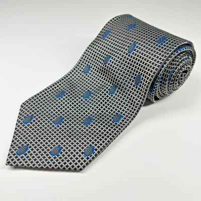 Corbata de seda Pierre Balmain Couture para hombre geométrica negra/plateada azul detalles EE. UU. Foto 1 de 4