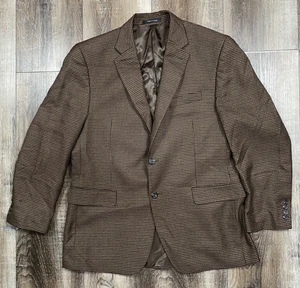 Chaps Ralph Lauren Sport Coat Size 42R Brown Soft Houndstooth Blazer Suit Jacket - Picture 1 of 15